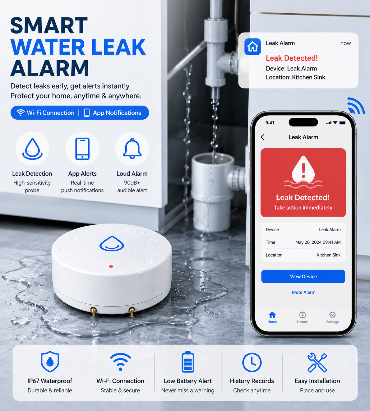 Water ingress alarm system solution